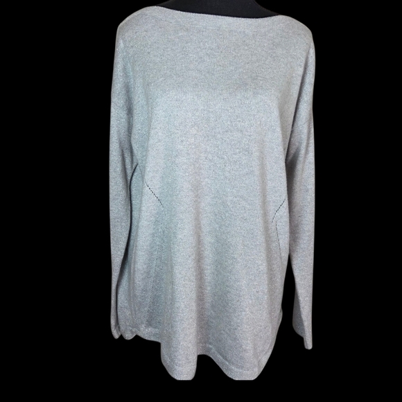 Talbots Light Gray Sweater With Silvery Shimmer Size L - Picture 1 of 6